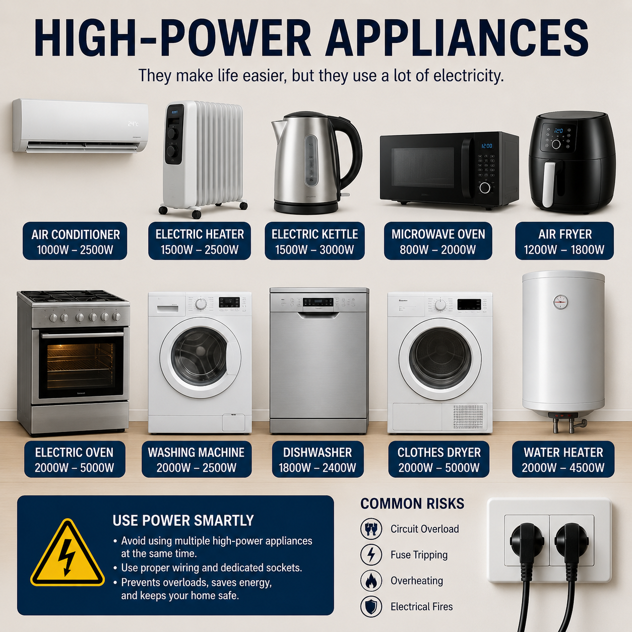 High-Power Appliances: Complete Home Guide to Electrical Load, Safety Risks, and Smart Usage