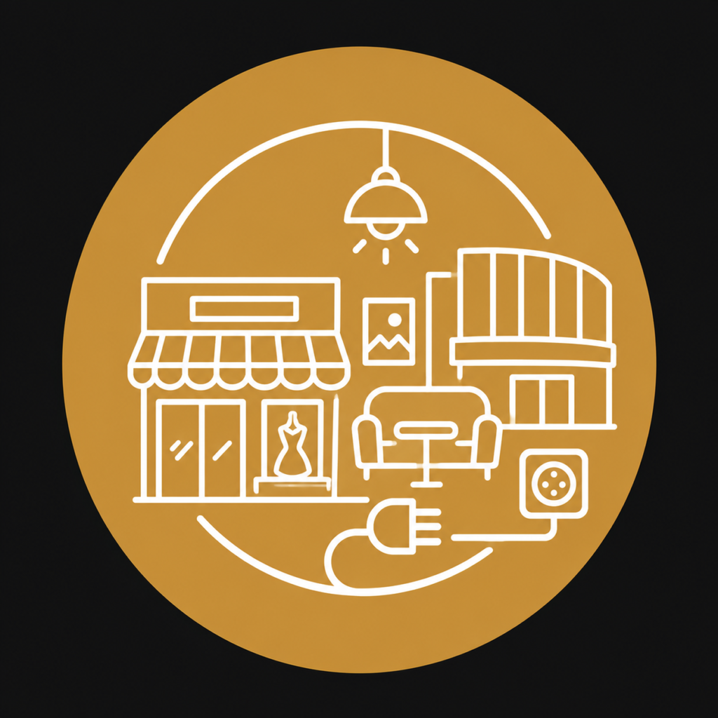 Retail and leisure icon representing EICR inspections, electrical safety compliance, and commercial electrical testing for shops, cafés, restaurants, and leisure venues.