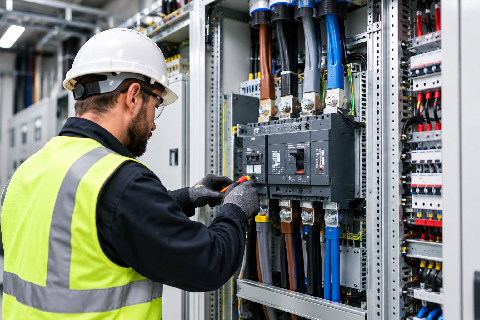 Three-phase power distribution system in a commercial building